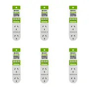 6PK Moki Vertical Double Power Outlet Adaptor w/ Surge Protection Plug White