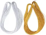 LIFKICH Bundles Gold and Silver Metallic Cord for DIY Craft Making Shiny Hanging Tag Line for Jewelry Wrapping and Christmas Decorations Bundle Each Color