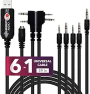 [Mirkit] FTDI USB Programming Cable Model 5 (59 inches Extended Length) for Flashing Ham Radios Compatible with Baofeng Radio, Motorola, Retevis, Kenwood, HYT, ICOM, Yaesu, Vertex 6 in 1