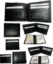 Lot of 5 New Men's Soft Leather Black billfold Wallet 9 Credit ATM Card 2 ID new