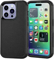 Joylifeboard Phone Rubber Case Compatible with iPhone 14 Pro Max 6.7 inch 3-Layer Matte Phone Case Dropproof Heavy Duty Protection Phone Case for Apple iPhone iPhone 14 Pro Max (Black)