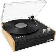 [Victrola] VTA-72-BAM The Eastwood Hybrid Turntable - Speakers (Black/Brown)
