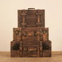 在飛比找ETMall東森購物網優惠-歐式懷舊復古手提箱儲物木箱子衣服收納箱老式皮箱旅行攝影道具箱