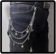 [Resweky] Multi-layer Star Pants Chain Hip Hop Gothic Punk Trouser Chain Metal Waist Chain Wallet Chain Body Jewelry for Women and Men Gifts