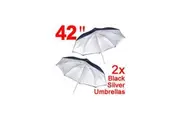 2x 42" Back Silver Photography Umbrellas Photo Studio Softbox Reflector Light