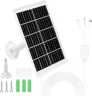 9W Solar Panel for Eufy and Ring Cameras Compatible with Eufy E,2C/2C Pro,2/2Pro,E20/E40,Solo,SoloCam Spotlight Includes Micro USB & USB-C & DC3.5mm Ports -9.8 Ft Charging Cable