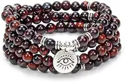 [oasymala] 108 Mala Prayer Beads Bracelet Necklace Protection Yoga Meditation Jewellery with the Evil Eye Charm Yoga Symbol