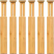 6 Pack Bamboo Drawer Dividers, Adjustable Drawer Organizer, Expandable Organizat