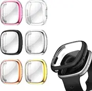 intended for Fitbit Versa 4 Case Cover Screen Protector, UlRTa Slim Soft Full Cover Protective Case intended for Fitbit Versa 4 Smart Watch (Multicolor6-Pack)