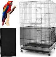 Bird Cage Cover Adjustable Breathable Mesh: Protective Net Cage Universal Bird Cage Seed Catcher Cover Skirt Guard for Round Square Cages Mesh Fabric for Parrot (Black)