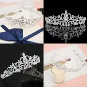 US 1-2 Silver Crystal Tiara Crown Wedding Bridal Princess Rhinestone Hair w/Comb
