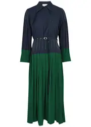 Lovebirds Panelled Silk Midi Shirt Dress - Green - XL (UK18) XL (UK18)