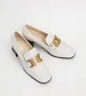 TOD'S women white croc-embossed leather Kate pump with metal chain size39