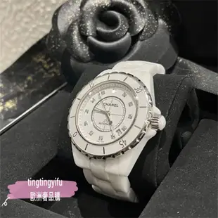 二手正品 CHANEL 香奈兒 J12 系列 白陶瓷 腕錶/石英錶 女士/手錶 33mm 38cm 手錶女生