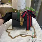 二手精品 GUCCI 古馳 SYLVIE 塞爾維亞 黑色 MINI 迷你 鏈帶包 肩背包 斜背包 431666