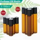 5/10ml Essential Oil Roll On Ball Amber Glass Bottle Rollerball Perfume 5-100PCS