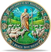RYUKENLM Jesus Christian Challenge Coin-The Lord is My Shepherd-Psalm 23:4 Bible Verse Token - Inspirational Christian Gift for Men and Women