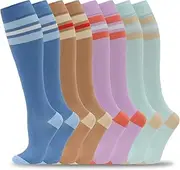 fenglaoda Graduate Compression Socks（10-17 mmHg, Knee High Colorful Novelty Socks for Running,Crossfit,Travel,Nurse,Maternity Pregnancy 1/3/4 Pairs