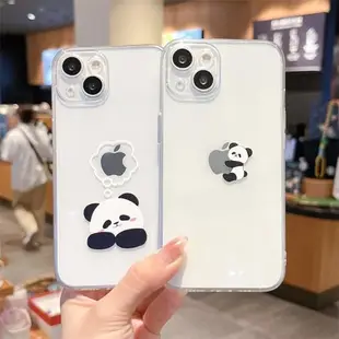 Panda可愛小熊貓創意適用iPhone14ProMax蘋果13手機殼14Plus透明11硅膠XR情侶XS全包7/8plus軟殼12男女6s防摔