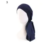 Fufu Solid Color Lightweight Headscarf Cap 13 Colors Elastic Band Chiffon Ribbon Sleep Beanie Hair Accessories- 3