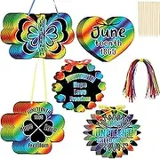 Motipuns 60 Pcs Juneteenth Scratch Paper Craft Set Scratchboard Art Kits Paper Scratchboard Pad Art Supplies for Classroom Prizes Freedom Day Party Activities Juneteenth Crafts Gift