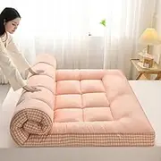 Japanese Futon Mattress Student Dormitory Mattress for Sofa, Bedroom, Living Room Floor Mattress LLCDZR(Pink,King(180x200cm))