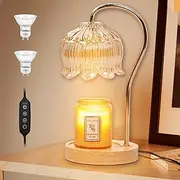 [Uandhome] Crystal Flower Candle Warmer Lamp With Dimmer, Heat Adjustable, Long Timer - 2 Bulbs Included for Jar and Scented Candles - Elegant Home Decoration