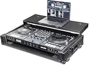 Headliner Pitch Black Custom Fit Flight Case with Laptop Platform and Wheels Compatible for Rane Four DJ Controller, All Black DJ Equipment Road Case