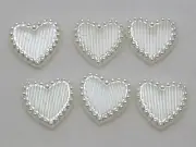 500 Ivory Acrylic Half Pearl Flatback Heart Cabochon 14mm No Hole Bows Center