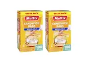 200x Multix 16cm Sandwich Bags Resealable Food Storage Zip Lock Container Bag