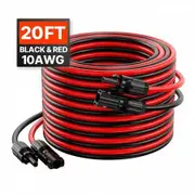 20FT Solar Panel Extension Wire w/ Female & Male Connectors 10AWG Set of 2