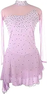 [Zagitova] Ice Skating Dress for Women Long Sleeve Figure Skating Costume Rhythmic Gymnastics Leotard Sparkly Skirt