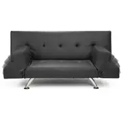 Sarantino Sofa Bed Lounge Faux Leather Couch Futon Furniture Adjustable Suite Grey