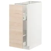 METOD base cabinet/pull-out int fittings, white/Askersund light ash effect, 30x60x80 cm
