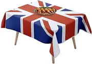 Union Jack Flag Tablecloth - British Kingdom Flag Tablecloths | Reusable Tableware for Queen's Jubilee Table Decorations Party Supplies, Polyester