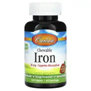 Carlson, Chewable Iron, Natural Strawberry, 120 Tablets (15 mg per Tablet)