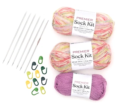 Complete Sock Kit to Knit or Crochet ~ Color Happy Hour