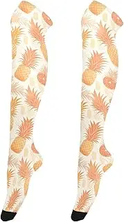 [FRODOTGV] Beauty Pineapples Thigh High Baseball Socks for Women Casual Tall Thigh High Stockings Extra Long for Ladies Above Knee Socks, Beauty Pineapples