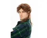 80s Mullet Wig Brown Mens Costume Wig - by Allaura