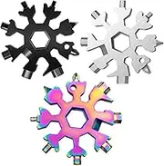 3 Pack Snowflakes Multitool Stainless Steel Bottle Opener /18 in 1 Flat Philips Screwdriver Kit/Wrench Pocket Keychain Tool for Outdoor Camping,Travelling