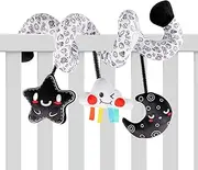 Car Seat Toys for Babies, High Contrast Stroller Activity Toy with Music, Lightweight Car Interior Accessories, Interactive Early Education Tool for Sensory Development