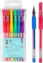 I Heart Art Glitter NEON Gel Pens 6 Pack, Gel Pens 6 Neon Colours Glitter Gel Pen Set for Adult Colouring Books Doodling Drawing Writing
