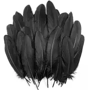 120Pcs 6-8 Inch Black Feathers, Natural Goose Feathers for DIY Halloween