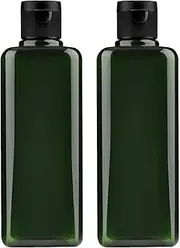Sdootbeauty 6.7oz Green Plastic Empty Bottles with Flip Cap, Travel Containers - Pack of 2, 200ml