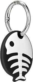 COLORCORAL AirTag Holder Case AirTag Keyring for Keys, Bags, Luggage, Pet Collars Anti-Lost and Scratch-Resistant Design AirTag Keychain for Apple Air Tags Black Fish