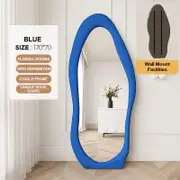 TOOLKISS 1.7m Standing Maiden Mirror – Full Length Aesthetic Floor Mirror for Bedroom, Bathroom & Living Room – Creative Modern Deco Blue Wavy Design