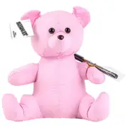 Signature Bear Stuffed Animal Soft Toy w/ Marker Personalised Gift Pink 25cm