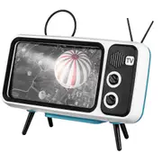 Mini Retro TV Pattern bluetooth Speaker Desktop Cell Phone Stand Holder Lazy Bracket for Mobile Phone between 4.7 inch to 5.5 inch BLUE COLOR