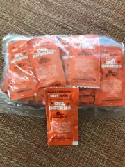 LOT of 25 Del Taco Del Inferno Orange Spicy Salsa Hot Sauce Packets