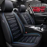Car Seat Cover Set for Lada 2114 for Granta for Xray for Vesta SW for Cross for Kalina for Seat Universal Leather Car Seat Covers Auto Seat Cover(Black Blue Front)
